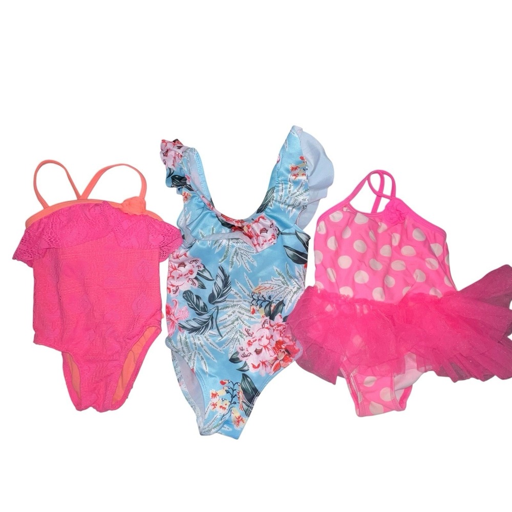 Bundle Of 3 Toddler Girl Bathing Suits Size 18‎ Months OP Floral One Piece Beach
